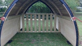 Shelter shared by horses in two paddocks